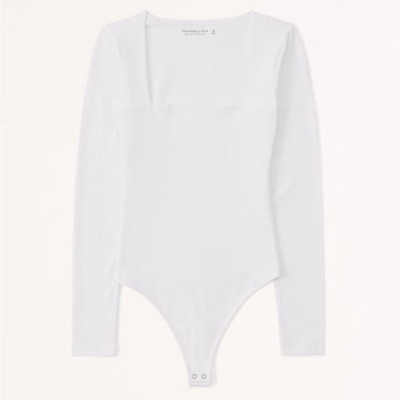 Abercrombie & Fitch Long-Sleeve Cotton Seamless Fabric Square Neck Bodysuit - Picture 2 of 5